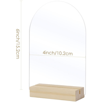 Panneau acrylique en arc transparent avec Base en bois-, feuilles acryliques avec support, enseignes de mariage/numéros de Table signe de Menu/signe de nom de nourriture