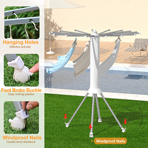 4-Legged Clothes Drying Rack Foldable Outdoor Collapsible Drying Rack Clothing Portable <strong>Laundry</strong> Drying Rack with 4 <strong>Pulleys</strong> - Product Image 3