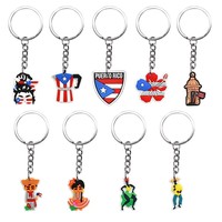 Porte-clés en caoutchouc souple PVC en gros, motif grenouille du drapeau de Porto Rico, pendentifs DIY mignons, souvenirs de Porto Rico pour enfants et adultes