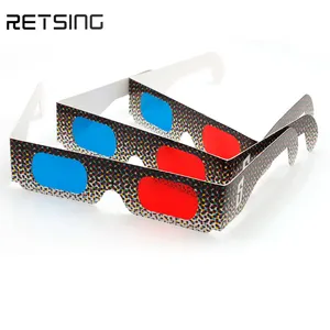 3D 영화를 보기위한 핫 세일 일회용 접는 레드 블루 3D 종이 안경