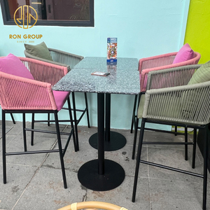 Restaurante al aire libre mesa cuadrada de mármol personalizado de altura media Silla de ratán muebles de asiento para café comercial <span class=keywords><strong>Bar</strong></span> uso - Product Image 2