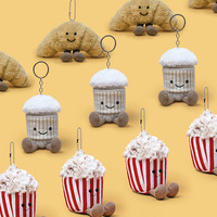 Jelycatt Porte-clés Peluche Croissant Tasse à Café, Animal en Peluche, Breloque de Sac, Pendentif Décoratif, Cadeau, Super Doux, Coton PP, Vente en Gros