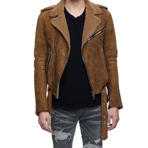 Nouveautés - Mode d'hiver - Veste bomber en cuir et fourrure de mouton pour homme - Veste de motard élégante pour l'extérieur - Vêtements pour homme personnalisés de Guangzhou - Product Image 1