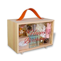 Boîte cadeau en bois artisanale recouverte de ruban transparent pour vaisselle, personnalisable, grande capacité de rangement et idéale pour offrir
