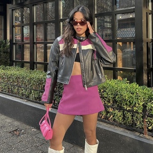 <span class=keywords><strong>King</strong></span> Mcgreen Star automne et hiver femmes nouvelle mode col debout tendance contraste couleur Slim Fit stéréoscopique <span class=keywords><strong>manteau</strong></span> en cuir - Product Image 4