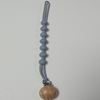 Sucette pour bébé en silicone de style nordique, nouveau collier avec clip en bois de bouleau, sangles anti-chute, chaîne de dentition en silicone