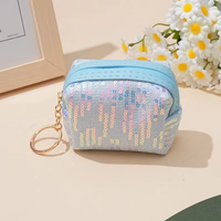 Porte-monnaie court personnalisé pour femme, petit format, brodé de paillettes, mignon, simple, sac de rangement portable pour écouteurs