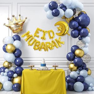 Kit de 11 Ballons Eid Mubarak, Bannière Eid MUBARAK de 16 pouces, Ballons en Mylar Dorés Étoile et Lune pour Célébrations de l'Aïd Ramadan - Product Image 6
