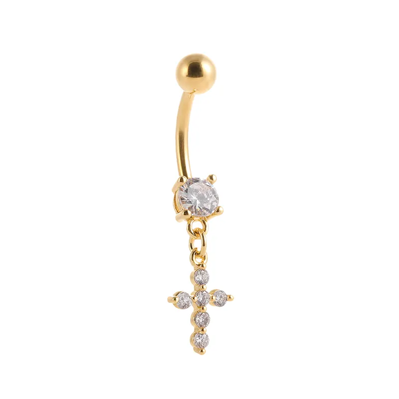 Wholesale Gold Plated Stainless Steel Navel Piercing Zircon Belly Button Ring Body Piercing Jewelry