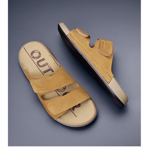 Men's Open Toe Slide Slippers PU Upper Lightweight Hook And Loop Fastener - Product Image 2