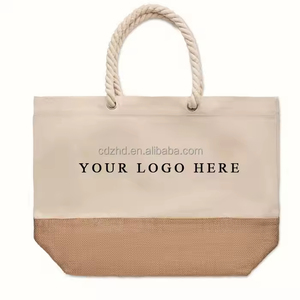 Sac fourre-tout en toile de jute recyclable personnalisé avec logo et impression sérigraphiée, taille personnalisable - Product Image 4