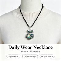 Collier pendentif en coquille d'ormeau naturelle, bijoux en coquille irisée avec cordon tressé noir pour cadeau, vente en gros