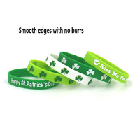 Vente en gros en stock Happy 100% Lucky Clover Bracelet en silicone Festival Lucky Clover Design Bracelet imprimé doux