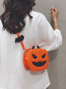 Sac à bandoulière/bandoulière croisée pour femme en PU avec fermeture éclair, motif citrouille d'Halloween, amusant et personnalisé, doublure en polyester, nouveau design de niche 2026 - Product Image 6