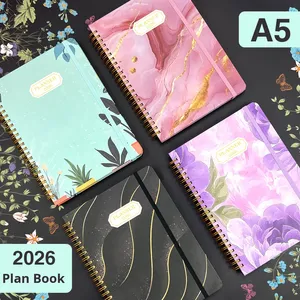 In Stock 2026 New Cross-Border Planner High-Value Schedule Book Floral Spiral <b>A5</b> Strap Notebook - Product Image 1