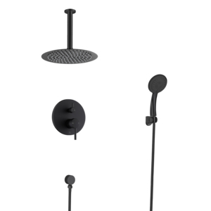 In Wall Wars cUPC Upc noir mat mur montage Rian douche baignoire bain robinets mitigeur ensemble Douche - Product Image 2