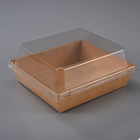 Emballage de boîte à sushi blanc et kraft avec couvercles supérieurs transparents