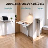 Bureau électrique mural réglable en hauteur à une seule jambe, pliable, pour position assise ou debout, idéal pour le télétravail et les petits espaces