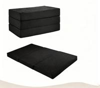 Matelas en mousse à mémoire de forme pliable en trois parties, 4 pouces, simple, avec housse amovible, design réversible, surmatelas pliable, pour voyage et invités, résistant à l'eau