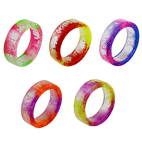 15 bagues rondes en résine acrylique, anneau Transparent et coloré en acétate pour femmes