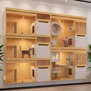 Offre Spéciale <span class=keywords><strong>Commercial</strong></span> grand luxe gris en bois massif chat maison meubles animalerie vétérinaire utilisation intérieure chat hôtel <span class=keywords><strong>Cage</strong></span> - Product Image 3