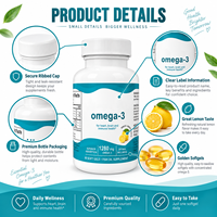 Gélules d'huile de poisson 90 unités, haute pureté Omega-3, saveur citron, compléments alimentaires pour le soutien des fonctions cérébrales, OEM/ODM