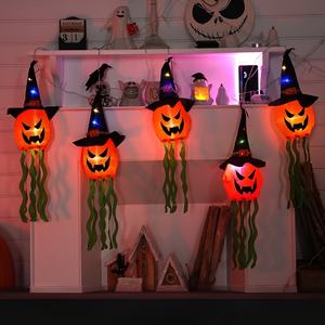 Lámpara decorativa LED de Halloween con forma de sombrero de bruja y calabaza, ambiente festivo, adecuada para fiestas y decoraciones de casas embrujadas - Product Image 4