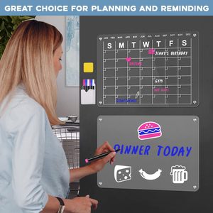 Acrylic Từ Lịch 16x12 Hàng Tuần/Hàng Tháng Kế Hoạch Xóa Khô Kế Hoạch Hội Đồng Quản Trị Với Dính Móc 2 Bộ Bảng Trắng Cho Tủ Lạnh - Product Image 6