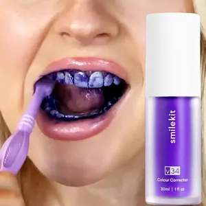 牙齿清洁摩丝紫色瓶装牙膏清新呼吸美白牙齿污渍去除牙齿清洁