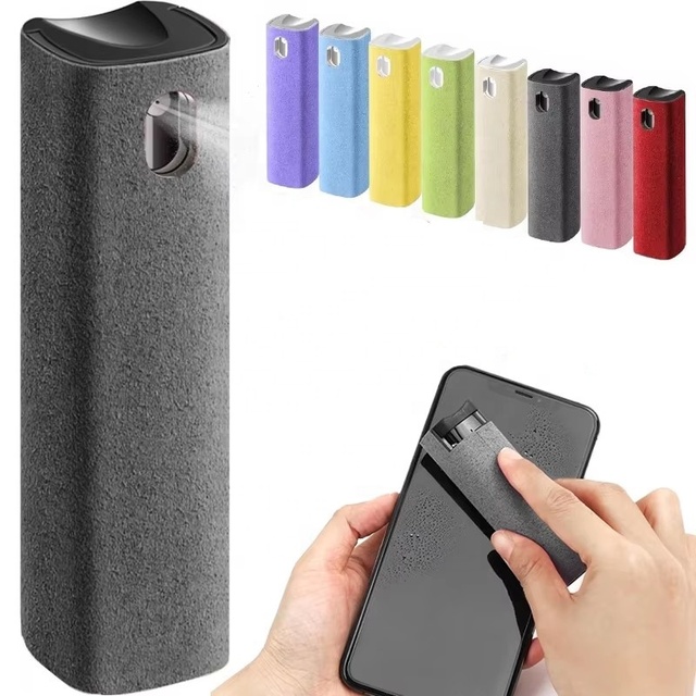 2 in 1 Mini Colorful Mobile Phone Computer Cleaner Spray Portable Tablet PC Screen Cleanser Microfiber Cloth Set Cleaning Tools