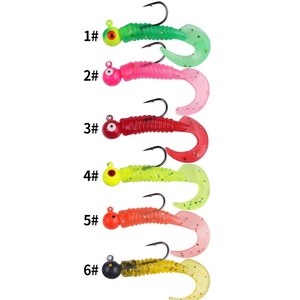 6 pièces/sac ensemble PVC leurre de pêche artificiel tête de gabarit Grub appât souple pour truite bar pour rivière lac Fishing-2G 3.5G 5G 7G imprimé - Product Image 6