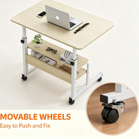Bureau d'ordinateur portable mobile sur roulettes, réglable en hauteur, avec rangement, pour lit, canapé, lecture et jeux