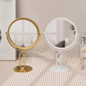 Specchio da Toeletta Girevole con Cornice in Metallo Oro/Bianco/Nero, Specchio da Tavolo per Camera da Letto e Bagno - Product Image 4