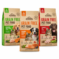 Sac d'emballage de luxe pour aliments pour animaux de compagnie, pochette à fond plat personnalisée pour chiens et chats avec photos réalistes d'animaux et design de logo doré