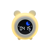 Veilleuse LED RGB à Effet Respirant, Horloge Réveil en Silicone Mignonne, Personnalisable, Prix Usine, avec Musique et Bruit Blanc, 1800mAh