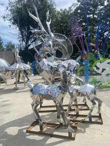 Sculpture d'art de cerf en acier inoxydable haut de gamme, personnalisée en usine, moderne, pour jardin extérieur, avec miroir angulaire - Product Image 6