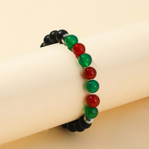 Bracelets perlés en pierre givrée rouge et vert <span class=keywords><strong>7</strong></span> chakra Agate et noir pour femmes et hommes, vente en gros - Product Image 1