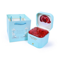 Saint Valentin 2024 9 Fleurs de savon Rose Coeur Collier Boîte Cadeaux Roses éternelles Cadeau Fête des Mères Cadeau de vacances Avec sac à main
