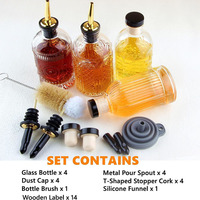 Ensemble de 4 bouteilles distributeurs de sirop de café en métal avec bec verseur, pour condiments, huile d'olive, avec étiquette, entonnoir, bouchon et brosse, 7oz/200ml