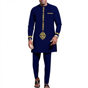 Conjunto de Dos Piezas de Camisa y Pantalón Kaftan Bordado de Lujo para Hombre, Estilo Dashiki, Traje Nacional <span class=keywords><strong>Africano</strong></span>, Moda 2026 - Product Image 1