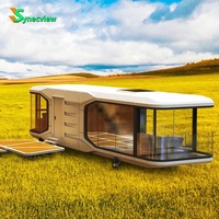 Cabine mobile préfabriquée moderne en forme de capsule spatiale, entièrement équipée et transportable, pour camping, hôtel, zone touristique, chalet de vacances