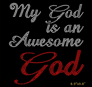 Best Seller Jesús bendecido por Dios mimado mi Dios es impresionante religioso cristiano diamantes de imitación hierro en Diseño de transferencia para camiseta - Product Image 4