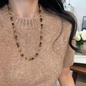 Collar de cuentas de piedra de ojo de tigre natural para mujer, collar de moda Retro de gama alta que combina con todo, cadena de suéter - Product Image 5