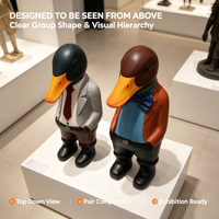 Statue de canard en résine, personnage anthropomorphe, sculpture résistante aux intempéries pour la présentation en extérieur dans les cafés et cours.