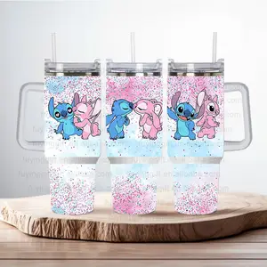 Large Capacity Stainless Steel 40 Oz Cartoon Stitch Kitty Cup Vacuum Insulation Travel Mug Portable 40oz Tumbler With Handle