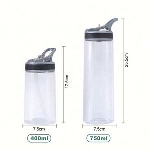 Bouteilles d'eau en plastique transparentes de 750 ml avec logo personnalisé, couvercle anti-fuite à paille rabattable, résistantes aux chocs, pour le sport et l'extérieur – Vente en gros - Product Image 3