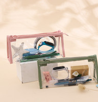 Sac de rangement transparent en PVC, pochette à fermeture éclair, sac à crayons, étui à stylos étanche pour papeterie d'étudiant