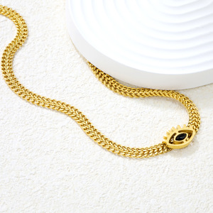 Stainless Steel Eye Necklace And <b>Bracelet</b> <b>Set</b> 40+5cm 17+5cm For Women Party Fashion Jewelry - Product Image 3