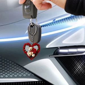 Nuevo Diseño de Regalo para el Día de San Valentín, Colgante de Oso con Rosa, Decoración para Coche, Colgante Creativo de Oso del Amor, Llavero Acrílico, Colgante de Rosa Roja - Product Image 4