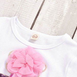 Conjuntos de Ropa para Niños, 2 Piezas, Venta al por Mayor, Ropa para Bebés y Niñas Pequeñas, Camiseta Blanca de Manga Corta + Conjunto de Falda Mini de PU - Product Image 6